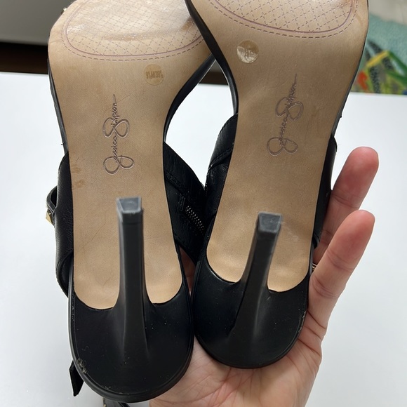👠 JESSICA SIMPSON Black Studded Heels Sandals 👠 - Picture 7 of 9
